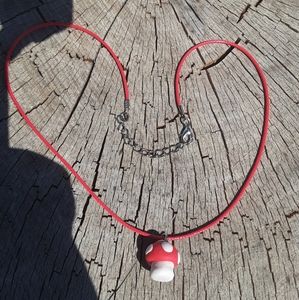 Handmade clay mushroom necklace